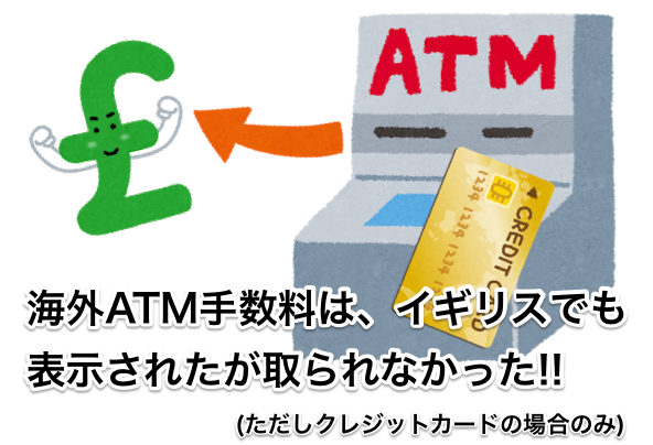 イギリス ロンドンでの海外キャッシングで海外ATM手数料は取られなかった